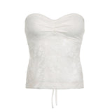 Girls Wind Lace Perspective Thin Sexy Bare-Back Chest Type Wearing A Small Breast Vest 2023 Summer New Style-Outfit