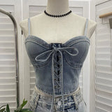 Fongt Beat With Chest Pad Adjustable Strap With Denim Vest Strap Strap Slings Bras