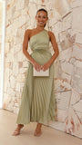 Fongt Spring And Summer Elegant Folding Dress Single Shoulder Waist Hollow Dress 88255-Outfit