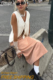 Vintage Knitted Sweater Vest for Spring Sutumn Women Hollow Out Front White Y2K Punk Fashion Knit Jumper Vest