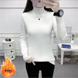Thicken Half Turtleneck Sweater Women Pulls Oversized 4xl Sueter Warm Knit Tops Velvet Lined Slim Soft Knitwears