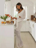 Fongt Suit With V-Neck Top Hollow Skirt Knitted Two-Piece Suit Skirt