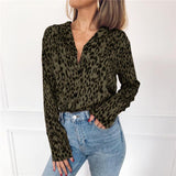 Blouses Shirts Sexy V-neck Long Sleeve Chiffon Blouse Leopard Print Shirt Casual Tops Work Wear Blusas Mujer De Moda