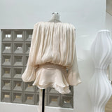 Gentle Pure Flow Yarn Niche Design Low-Crobly Dress With The Same Color Shorts Anti-Walking