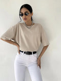 Fongt Cotton Collar Solid Color T-Shirt Girl 2025 Spring And Summer New Hot Cotton Short-Sleeved Top