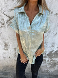 Fongt Summer New Casual Loose Hot Short-Sleeved Collar Shirt For Women