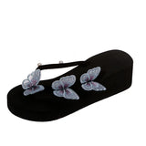 Butterfly Flip-Flops Thick Bottom Slope With One Word With Pearl Large Size Beach Cool