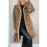 Fongt 2025 Fashion Leopard-Print Warm Plush Long Coat
