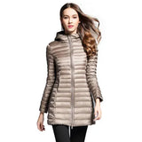 2024 New Autumn And Winter Light Down Jacket Female Long Plus Size Hood Slim Plus Plus Size Coat-Outfit