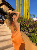 Orange Spaghetti Strap Slim