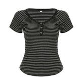Fongt Cloth Forgets The Oblique Shoulder Stripes Thin Slim Long-Sleeved T-Shirt Sexy Bare Shoulders Simple Thin Casual Top