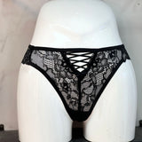 Fongt Strapped Bow Lace Thong Sexy Thong Cotton Crotch Low-Rise Lady T-Shirt Trousers