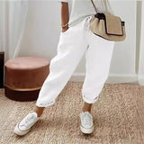 Fongt Women Cotton Trousers Pocket Tight Slacks Women's Pants