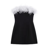 Fongt Women's New One-Word Collar Elastic Sexy Hot Babes Dress