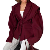 Fongt Jacket Female High Sense 2025 Spring And Autumn Women's Temperament Commuting Waist Tie Cushion Shoulder Suit Jacket