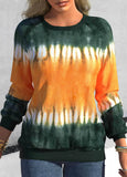 Autumn Tie-dyed Printed Round Neck Raglan Long Sleeve