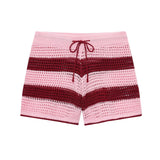 Fongt Homemade New Women's Knitted POLO Shirt Coat Knitted Shorts
