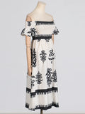 Fongt Temperament Elegant Wind 2025 Spring New Fashion Print Shoulder Bubble Sleeve Folded Dress
