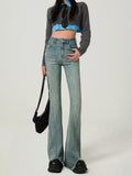 Fongt 2024 New Korean Version Of Horseshoe Pants Slim Show Thin Horn Pants-Outfit