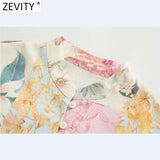 Women Elegant Pink Flower Print Breasted Shirtdress Female Long Sleeve Bow Sashes Vestido Chic A Line Mini Dresses