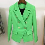 QUALITY 2023 New Baroque Designer Blazer Women's Lion Buttons Double Breasted Classic Slim Fit Blazer Jacket Apple