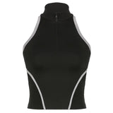 Summer New Personality Trend Ins Fashion Sexy Hollowed-Out Tight Zipper Vest Girl-Outfit