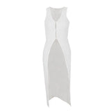 Fongt Hot Style 2023 Summer Women's U-Neck Cardigan In The Long Sleeveless Vest Coat