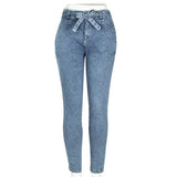 High Waist Jeans Women Streetwear Bandage Denim Jeans Femme Pencil Pants Skinny Casual Jeans