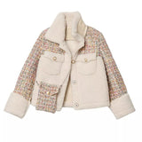 Small Fragrance Warm Lamb Wool Coat Women Patchwork Jacket Ladies Pocket Short Teddy Jacket Loose Fashion