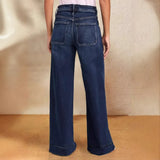 2025 New Women's Wear With Elastic Jeans Straight Temperament Broad Leg Trousers