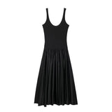 Fongt Spliced Vest Dress Woman 2025 New Hottie Sleeveless A-Word Swing Dress