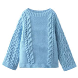 Fongt Women's INS Burst Round Horn Horn Sleeve Knitted Loose Sweater