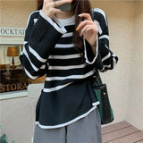 Fongt Renovation Striped Sweater Women's New Retro Mini-Designed Knitted T-Shirt Tide In