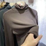 Fongt Women's New Fall 2024 Air Stack Collar With A Long-Sleeved T-Shirt And Warm Top-Outfit