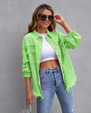 Fongt New Long-Haired Burrowed Denim Jacket Women Autumn Winter Long Sleeve Casual Collar Top