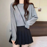 One-Word Collared Sweater For Women In Autumn And Winter, A Solid Color Casual Sweater, A Small Foreign Sweater.-Outfit