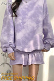 New Tie-Dye Casual Hoodies Two Piece Suits Women Casual Loose Long Sleeve Sweatshirts Spring Autumn Thin Woman