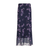 Fongt Vintage Crumbat Splicing Half-Body Skirt Holiday High-Waisted Thin A-Shaped Skirt New Mid-Long Skirt