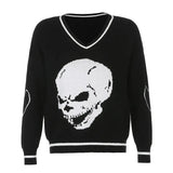 Pattern Sweaters Women Oversized Pullovers Harajuku Aesthetic Streetwear Jumper Korean Knitwear Autumn Preppy Style
