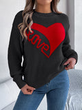 Fongt Shooting Autumn And Winter Casual Valentine's Day Love Love LOVE Long-Sleeved Jacket Sweater Women's Clothing