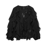 Fongt Spring 2025 New Long Fashion Loose Design Niche Laminated Shirt Top 4786063