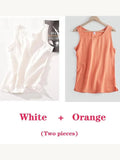 Women's Blouses Cotton and Linen Sleeveless Tops Shirt Female O Neck Summer Solid Green Tunic Blouse Basic