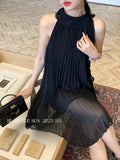 Fongt Xixi 2025 Summer New Temperament Elegant Round Collar Sleeveless Dress Senior Sense Short Dress Women 88386