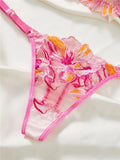 Pink Foliage Mesh Lingerie Set-Outfit