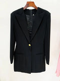 STREET 2023 Newest Designer Dress Women's Long Sleeve Notched Collar Single Buttons Long