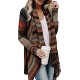 Fongt Self-Wearing Fashion Tuxedo Striped Coat Sweater Woman