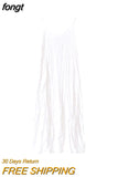 Womens Summer New Chic Fit Tender Sweet Pleated Spaghetti Trendy Soft Simple Solid Korean Style Elegant Vintage Pure