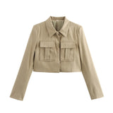 Fongt 2025 New Women's Double Pocket Coat Top + Pants Suit