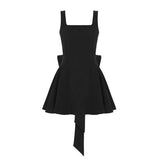 Fongt Festive Atmosphere Sexy Bareback Bow Red Velvet Temperament Waist Vest A-Character Dress