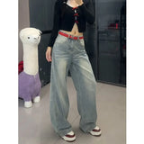 Fongt Street Back Pocket Embroidered Jeans Women's New Vintage Wash Straight Loose Babes